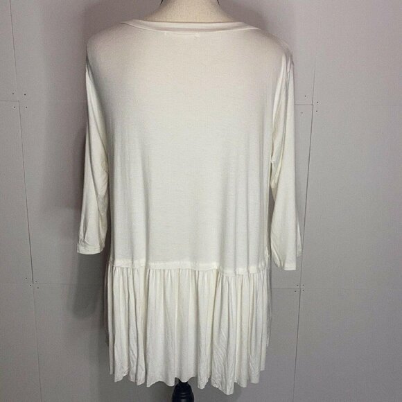 Entro Women’s Small Ivory Babydoll Ruffle Hem Top Rayon/Linen - Picture 5 of 6